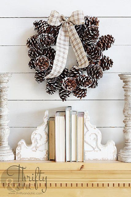 DIY Winter Pine Cone Wreath Tutorial byThrifty and Chic