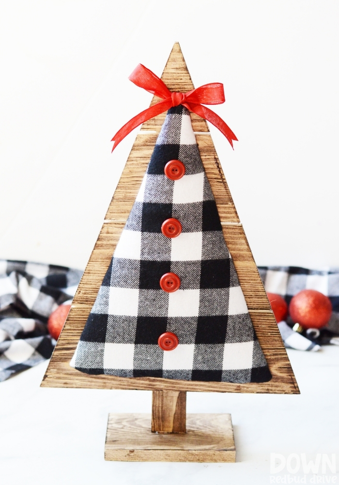 DIY Wood and Fabric Christmas Trees by Down Redbud Drive