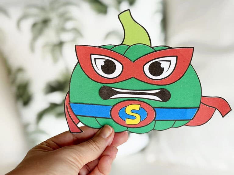 Disguise a pumpkin as a superhero paper project free printable