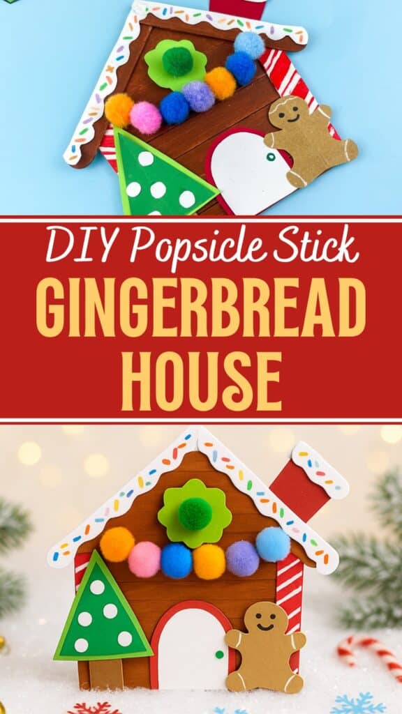 Diy Popsicle Stick Gingerbread House Ornament for Christmas Trees