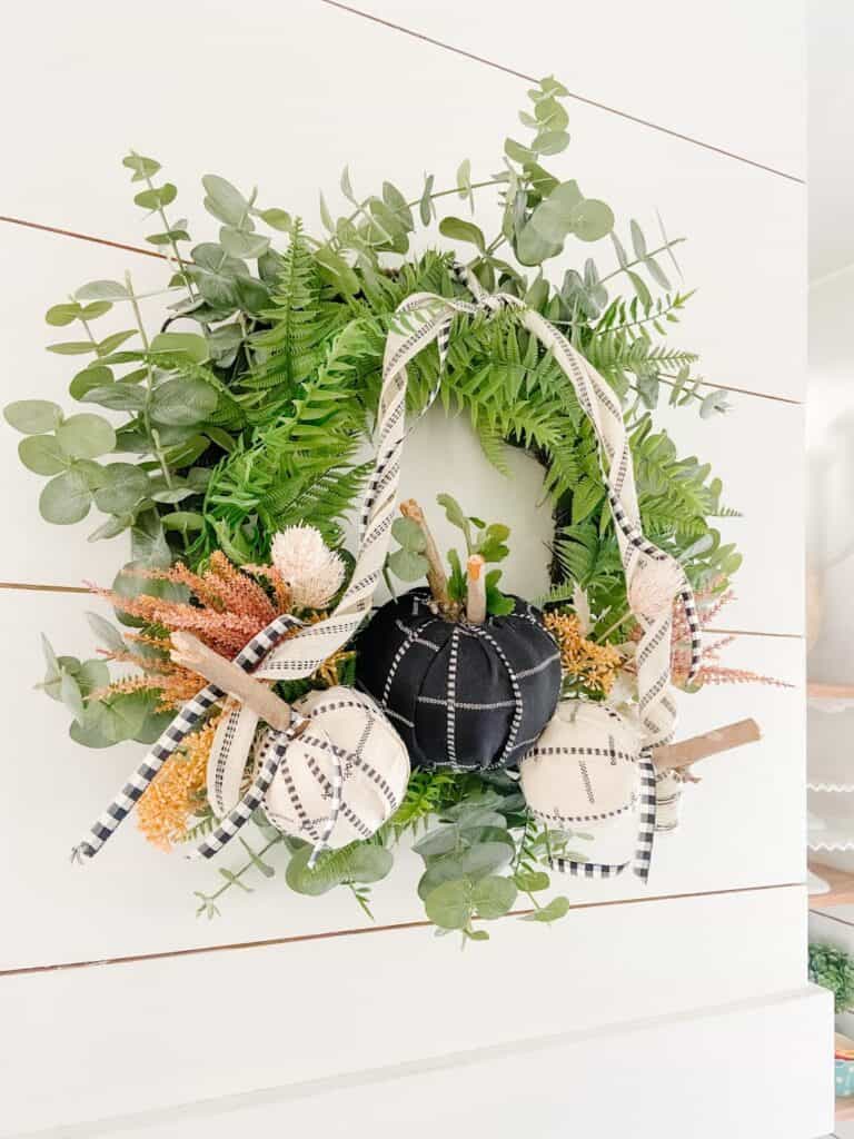 Dollar Store Pumpkin Fall Wreath by Tatertots and Jello