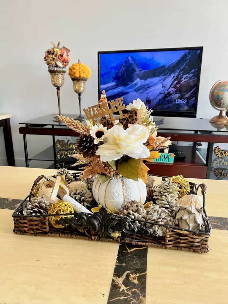 Dollar Tree Floral Foam Pumpkin Centerpiece by Manda Panda Projects