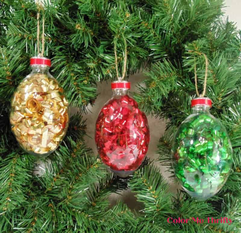Easy DIY Stuffed Clear Plastic Ornaments by Color Me thrifty
