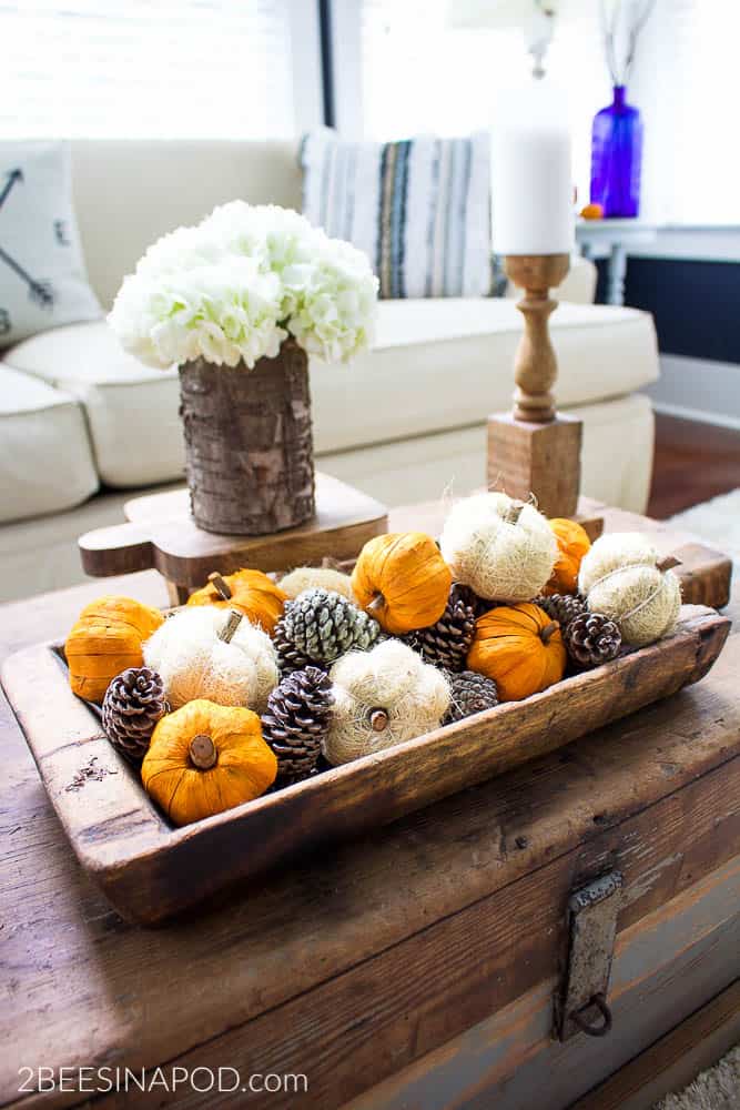 Easy Fall Centerpiece in Minutes by 2 Bees in a Pod