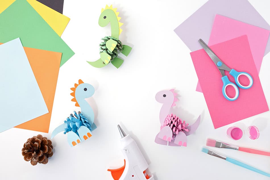 Easy Paper Pinecone Dinosaur Craft Materials
