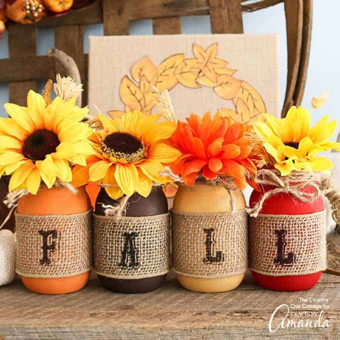 Fall Mason Jars Centerpiece by Crafts By Amanda