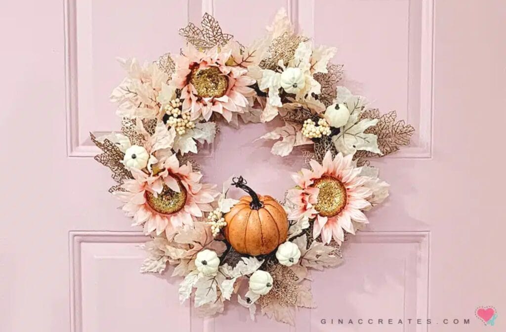 Fall Wreath Using Dollar Tree Supplies by Gina Creates