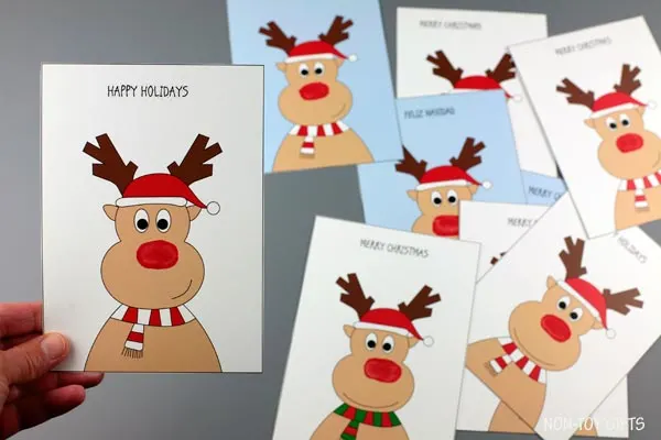 Fingerprint Reindeer Cards Non Toy Gifts