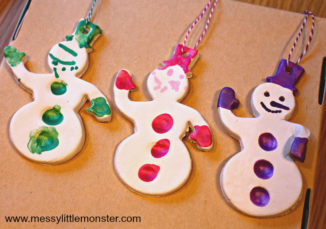 Fingerprint Snowman Christmas Ornament Kids by Messy Little Monster