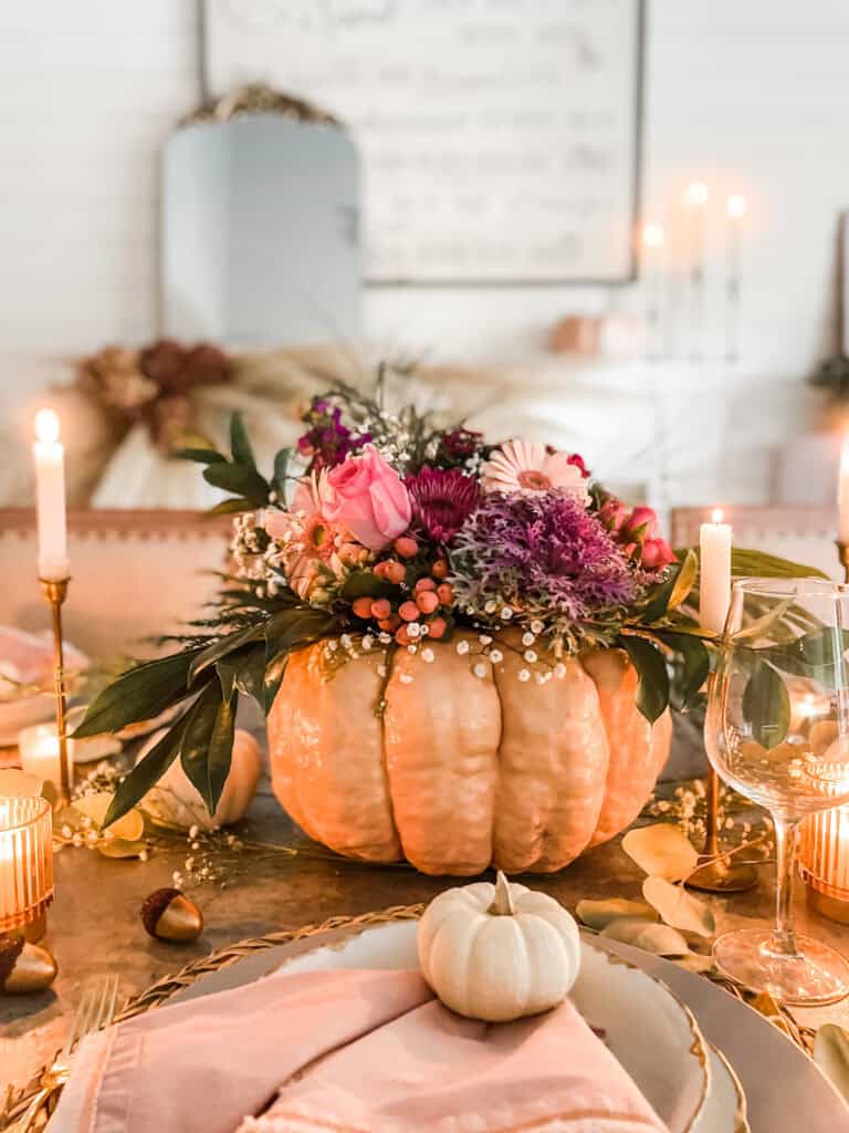 Floral Pumpkin Centerpiece By Home with Heather