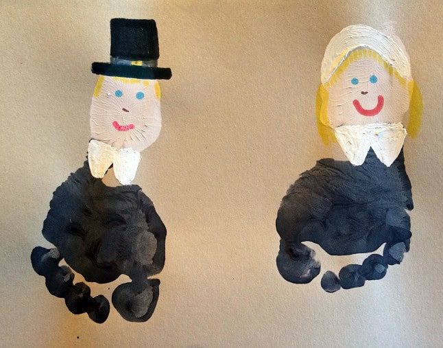 Footprint Cornucopia and Pilgrims Kids Crafts by Crafty Morning