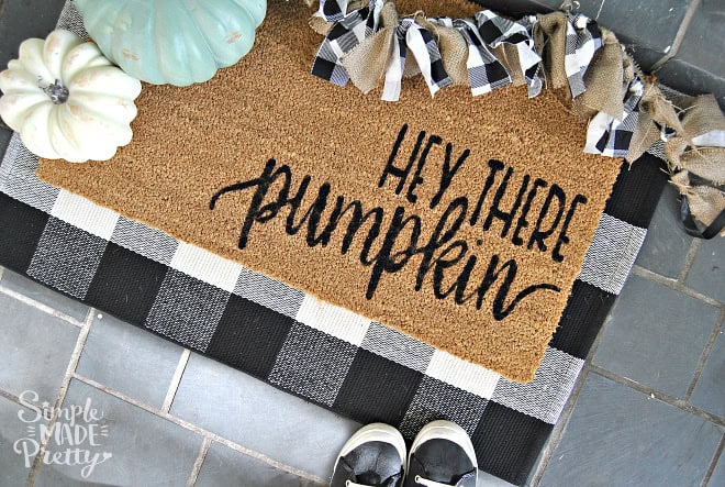 Hey There Pumpkin Welcome Door Mat by Simple Made Pretty