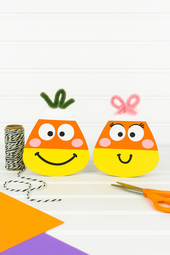 His and hers Paper candy Corn Craft for Kids