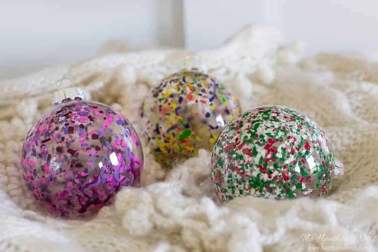 Melted Crayon Art DIY Christmas Ornaments by Heathered Nest