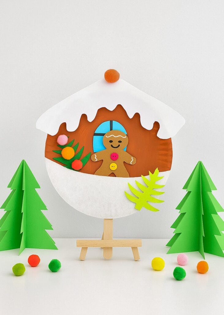 Moving Gingerbread Man and Paper Plate Gingerbread House Craft for Kids