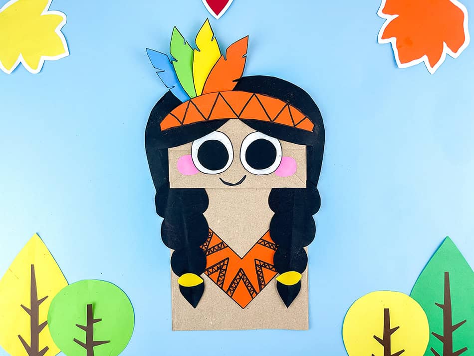 Paper Bag Native Girl First Thanksgiving Craft for Kids
