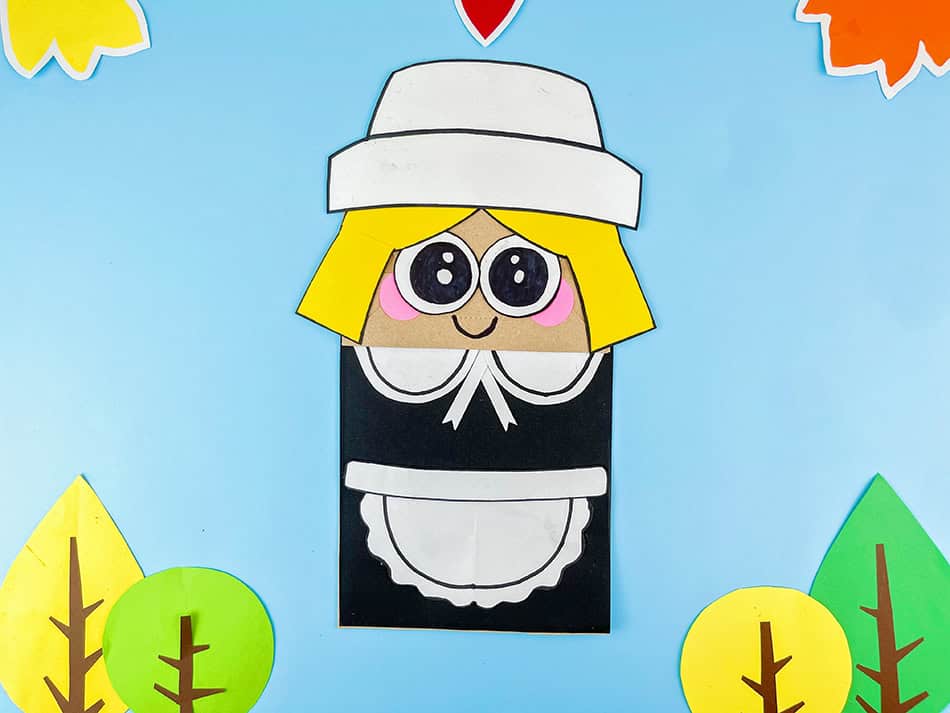 Paper Bag Pilgrim Girl Thanksgiving Craft for Kids