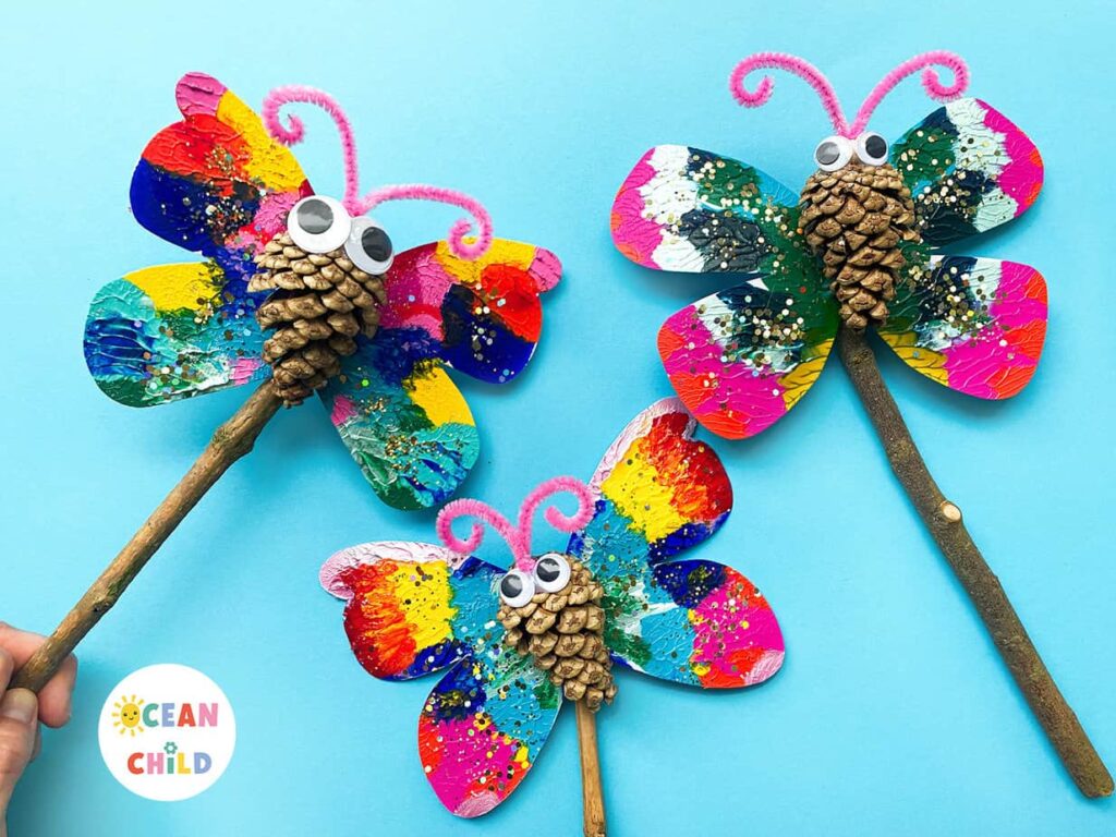 Pine Cone Butterfly Craft by Ocean Child Crafts