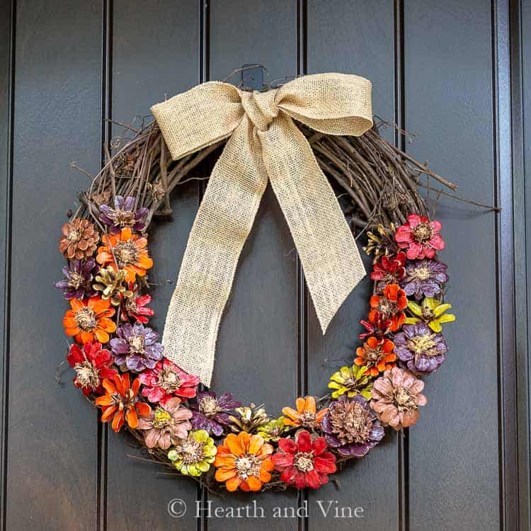 Pinecone Flower Wreath for Fall by Hearth and Vine