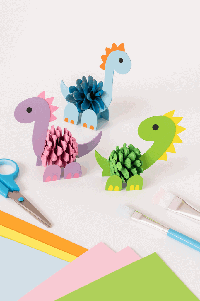 Pinecone Paper Dinosaur Craft for Kids