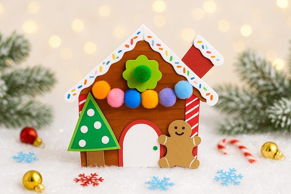 Popsicle Stick Gingerbread House Craft for kids