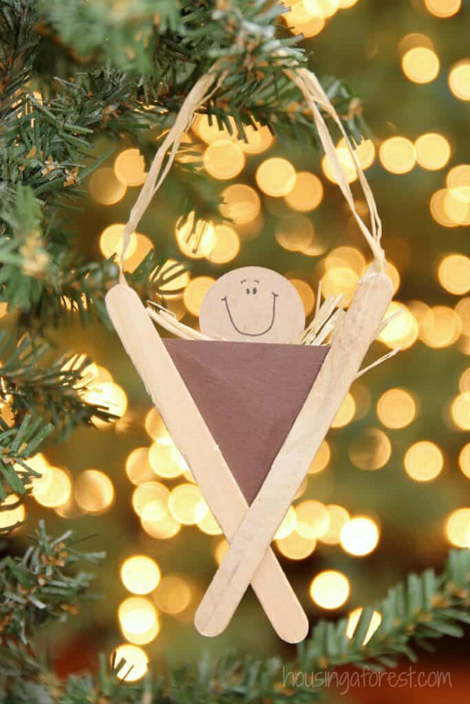 Popsicle Stick Manger Craft by Housing a Forest
