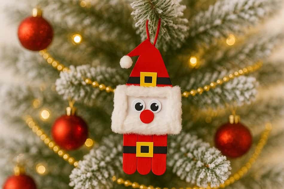 Popsicle Stick Santa Ornament Craft