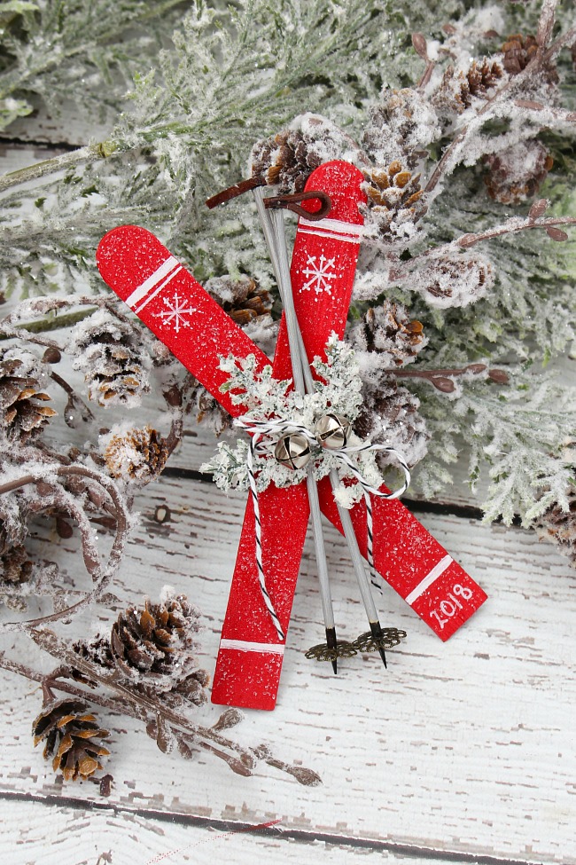 Popsicle Stick Skis Christmas Ornaments by Clean and Scentsible