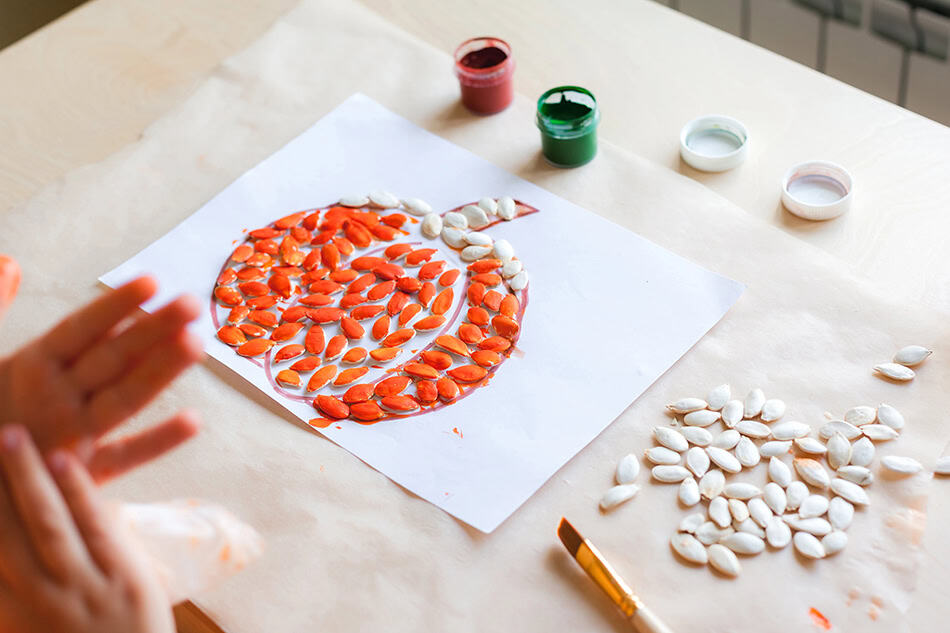Pumpkin Seed Painting Craft for Kids Step 3