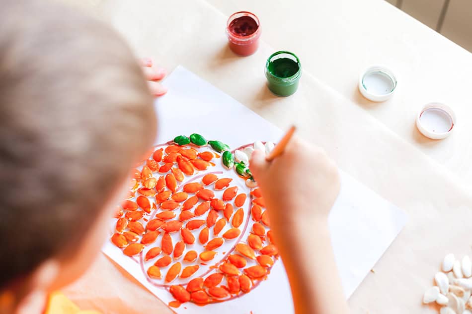 Pumpkin Seed Painting Craft for Kids Step 4