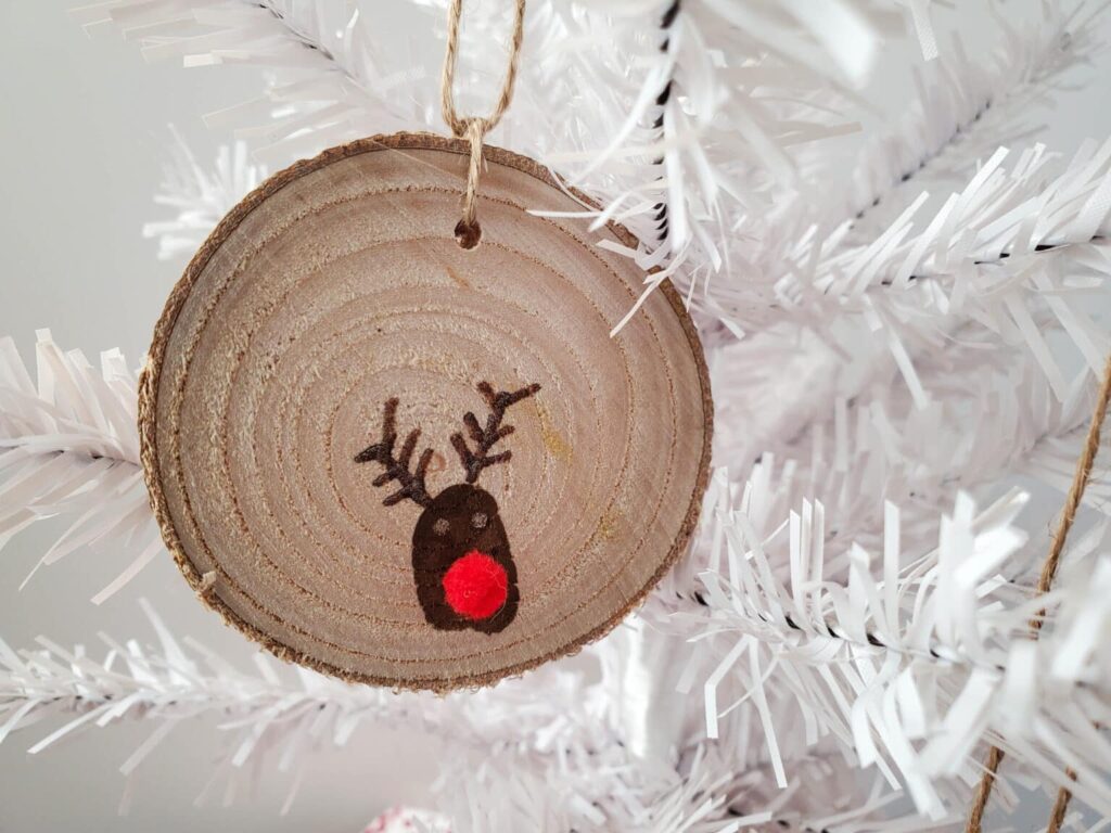 Rudolph Fingerprint Christmas Ornament by 24 Hour Family
