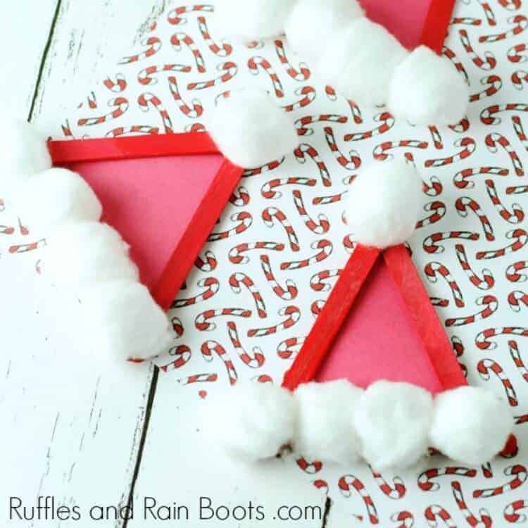 Santa Hat Craft Stick Ornament by Ruffles and Rainboots