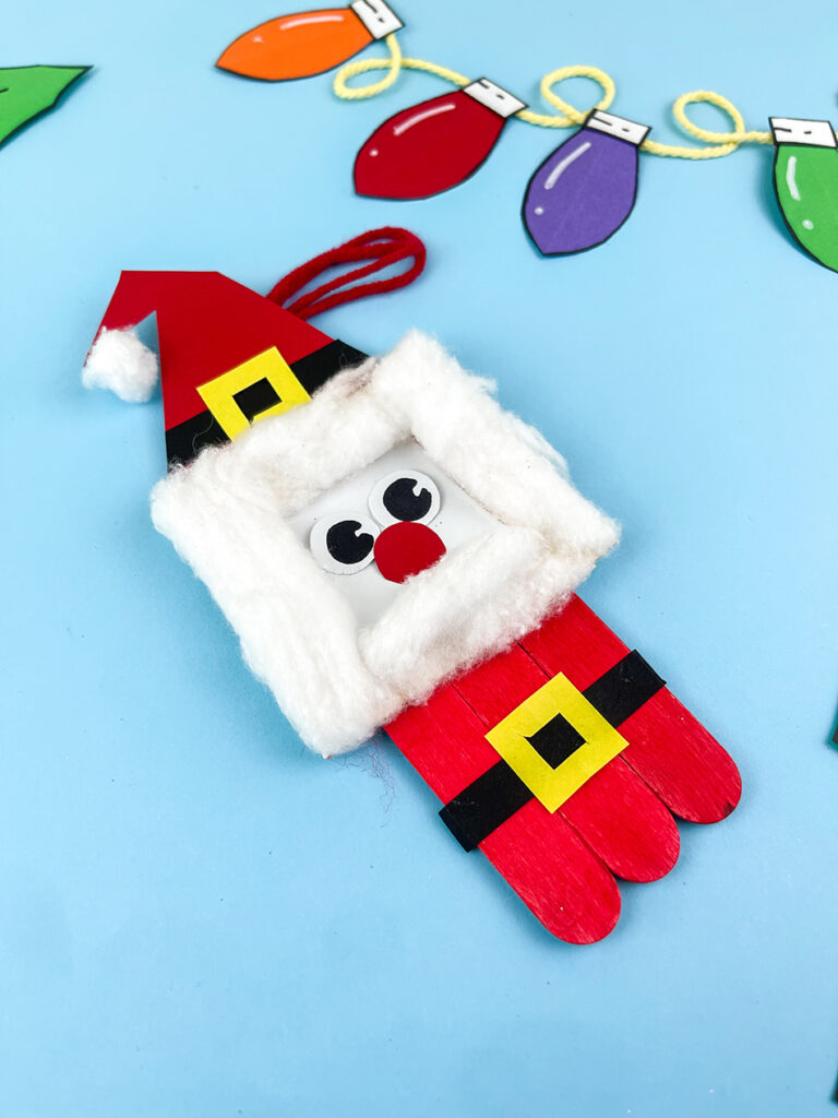 Santa Popsicle Stick Ornament for Christmas