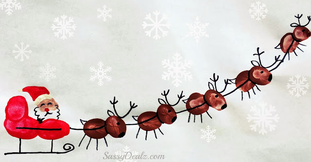 Santa Sleigh with Flying Reindeer by Crafty Morning