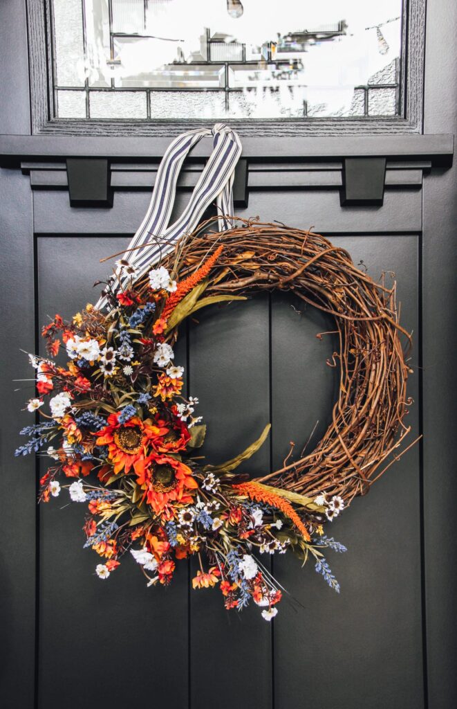 Simple Fall Floral Grapevine Wreath by a Pretty Life in the Suburbs