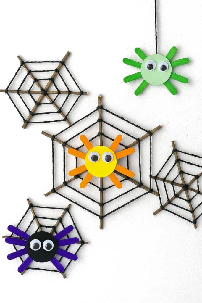 Spider Web and Popsicle Stick Spider Craft for Kids