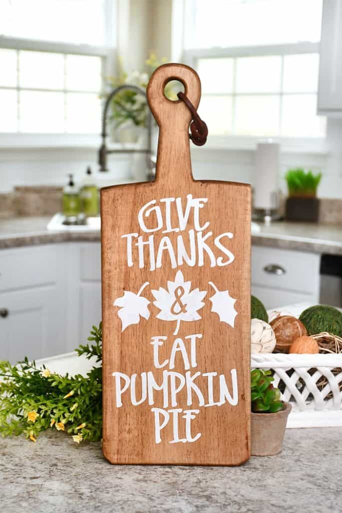 Thanksgiving Stenciled Cutting Board by How to Nest for Less