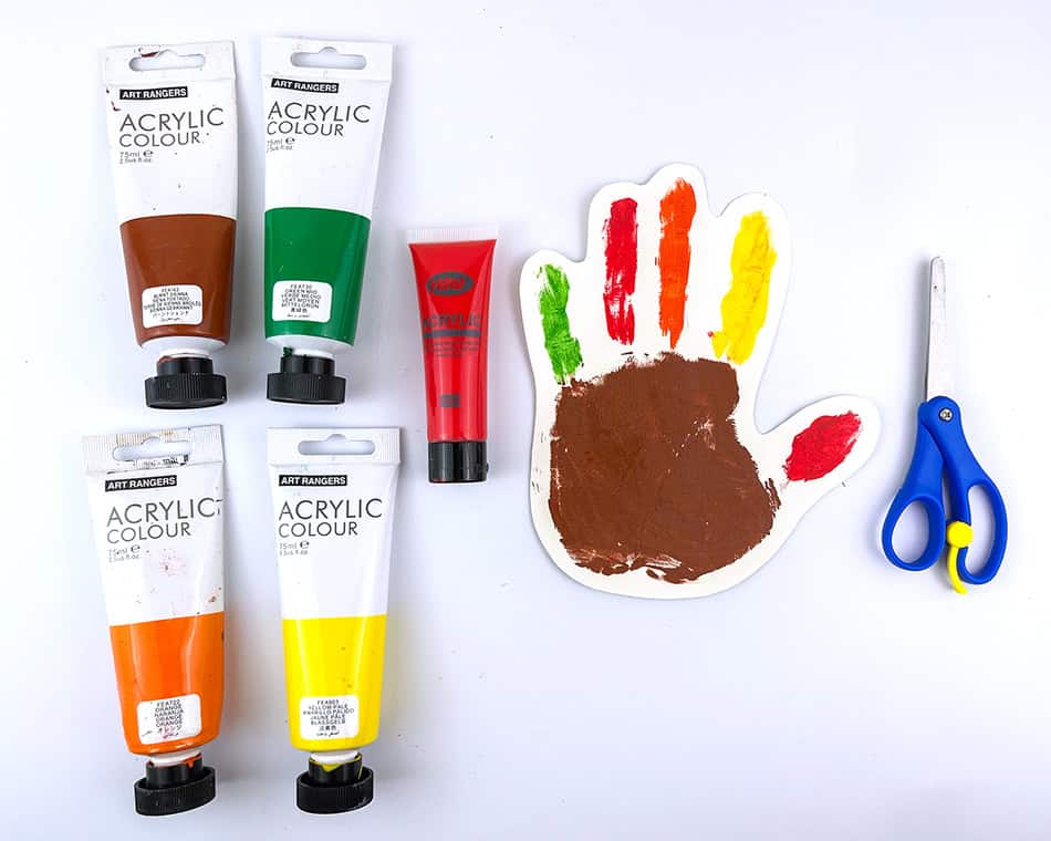 Thanksgiving Turkey Handprint Craft for Kids Step 1