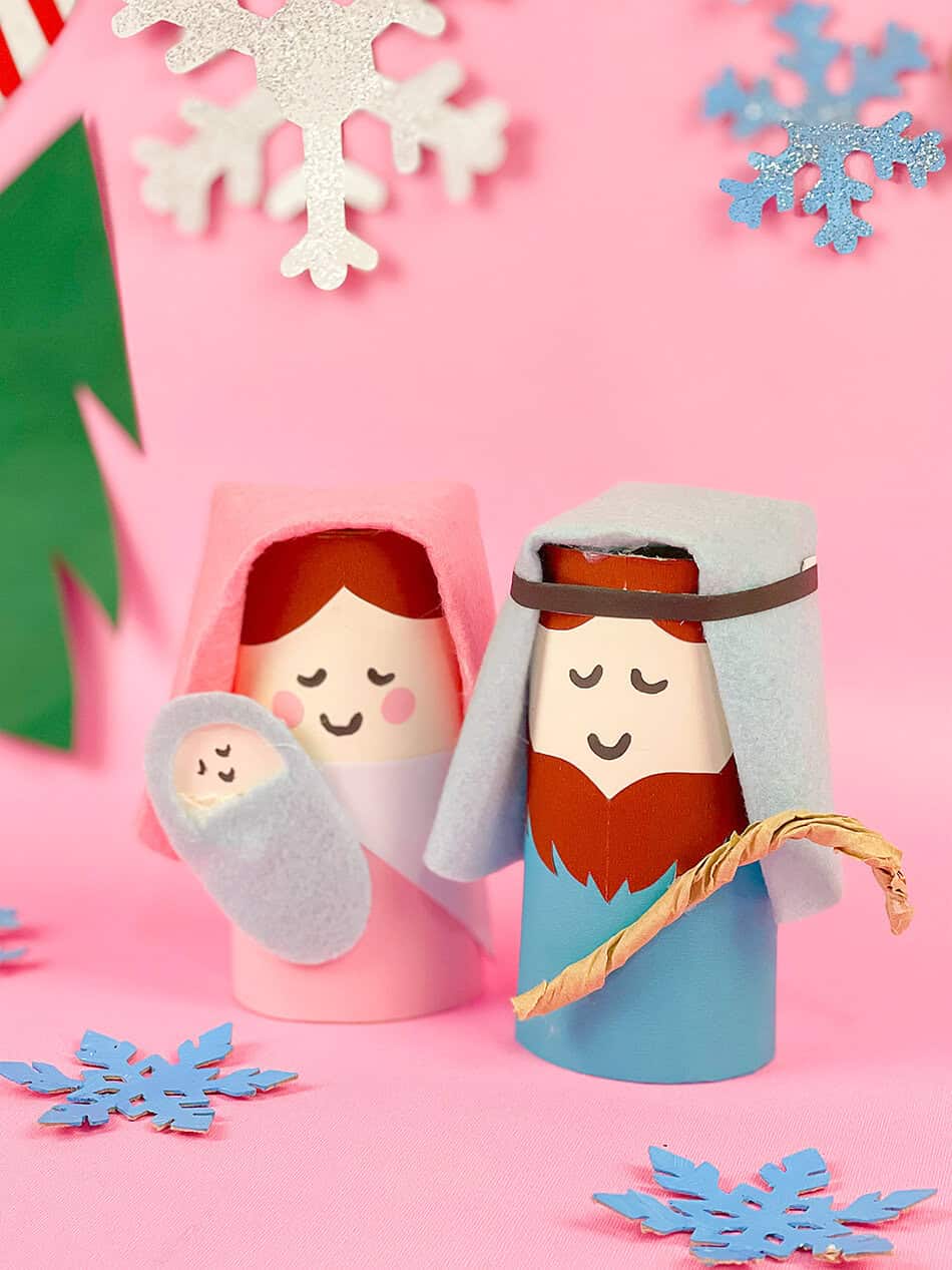Toilet Paper Roll Joseph, Mary and Baby Jesus Nativity Craft for Kids