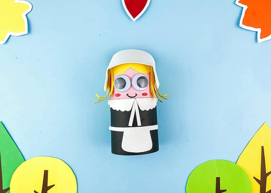 Toilet Paper Roll Pilgrim Girl Thanksgiving Craft for Kids
