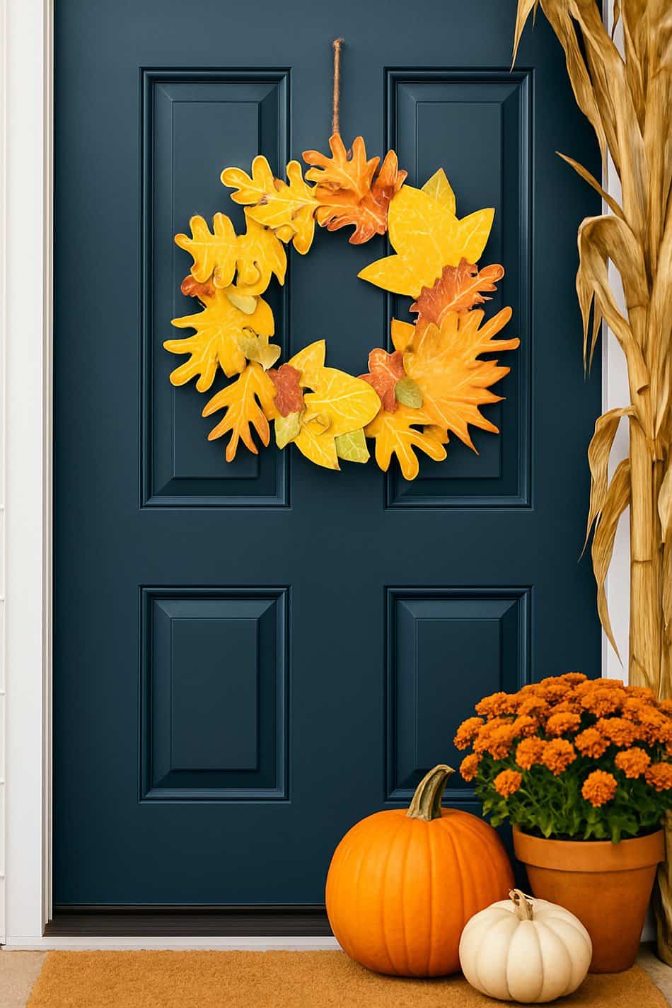 Watercolor Paper Fall Leaf Wreath Craft
