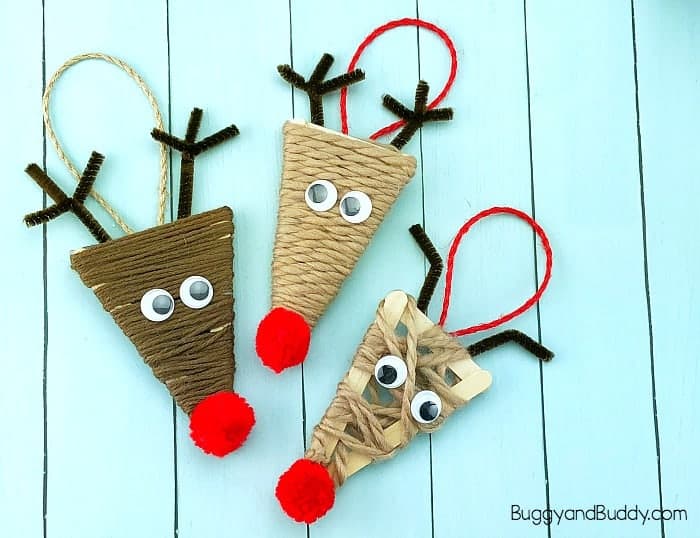 Yarn Reindeer Ornament by Buggy and Buddy