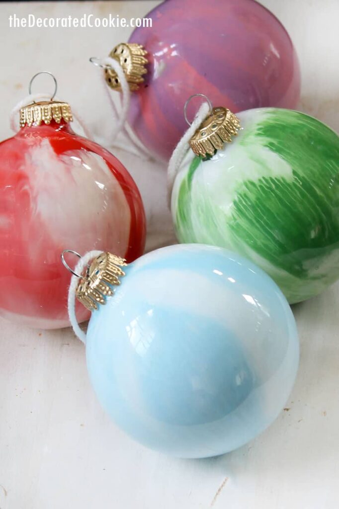 paint swirl ornaments by the decorated cookie