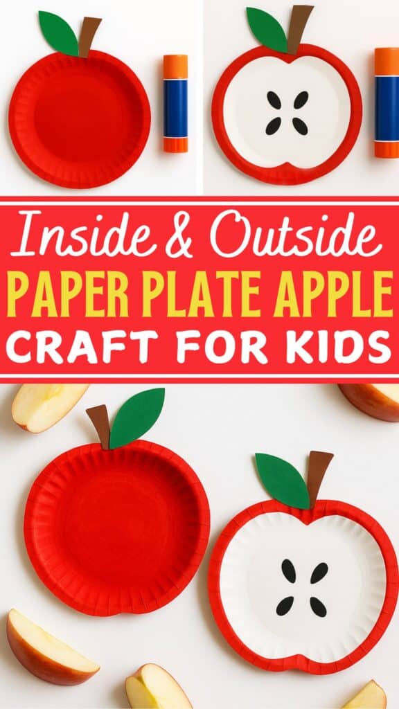 paper plate parts of an apple craft for kids