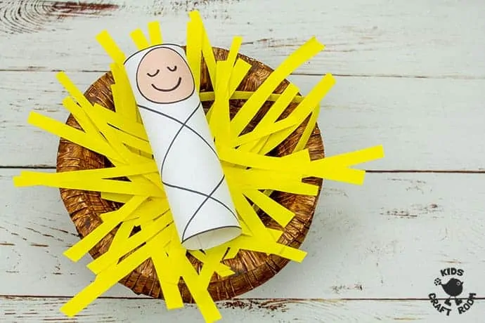 Baby Jesus In A Manger Craft with Paper Bowls by Kids Craft Room