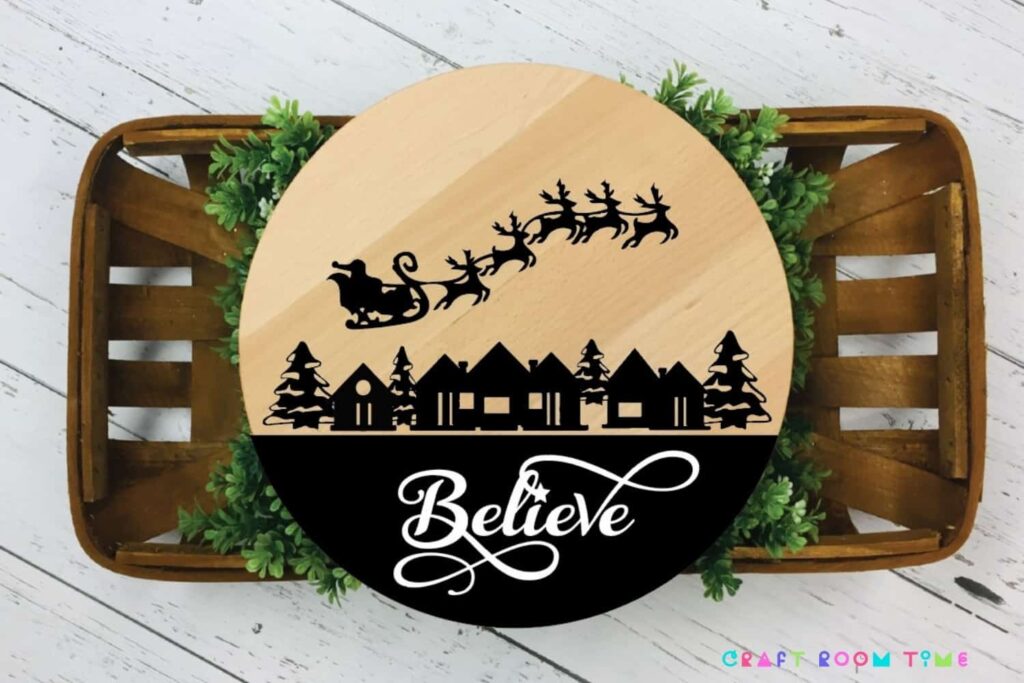 Believe in Santa Round Wooden Sign by Craft  Room Time