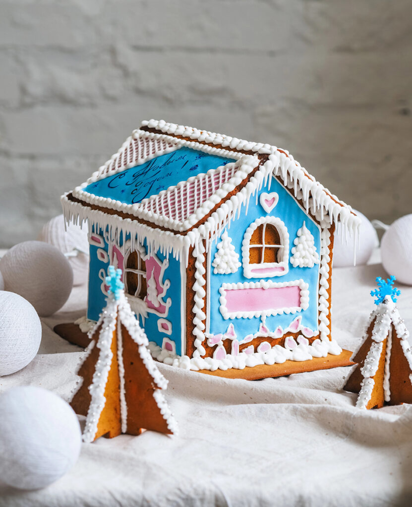 Blue Winter Wonderland Gingerbread House