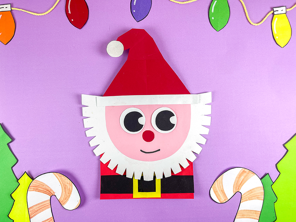 Brown Paper Bag Santa Craft for Kids