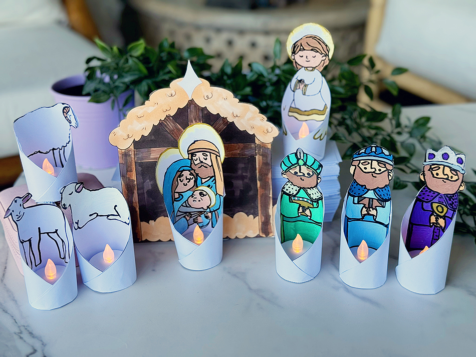 Christmas Nativity Coloring Page Candle Holders for Kids