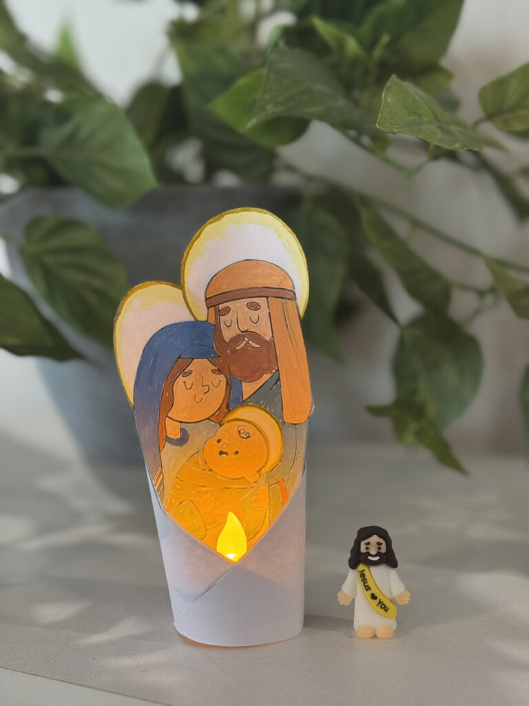 Christmas baby Jesus Nativity Coloring Page Candle Holder for Kids